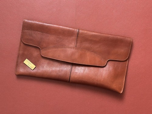 Vintage leder clutch - vintage, tasche