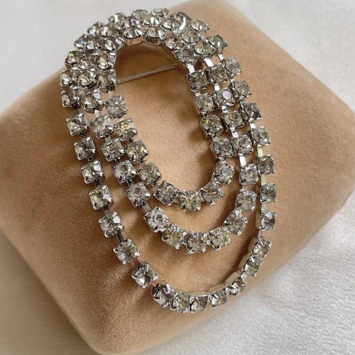 Vintage kristall brosche oval - vintage,